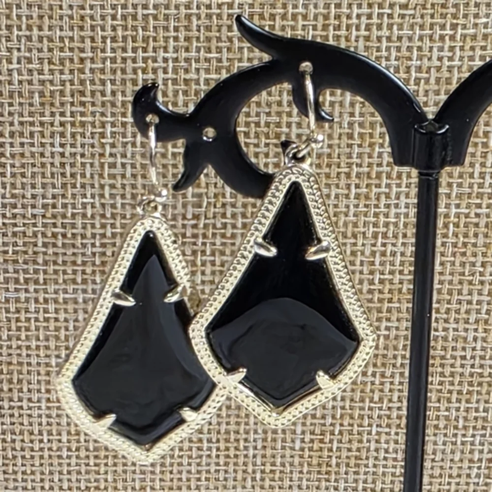 Kendra Scott Black Glass? and Gold‎ Drop ALEX Earrings
